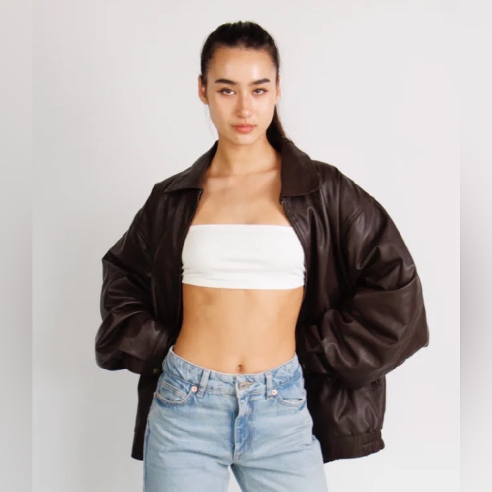 Brand new real leather oversized jacket